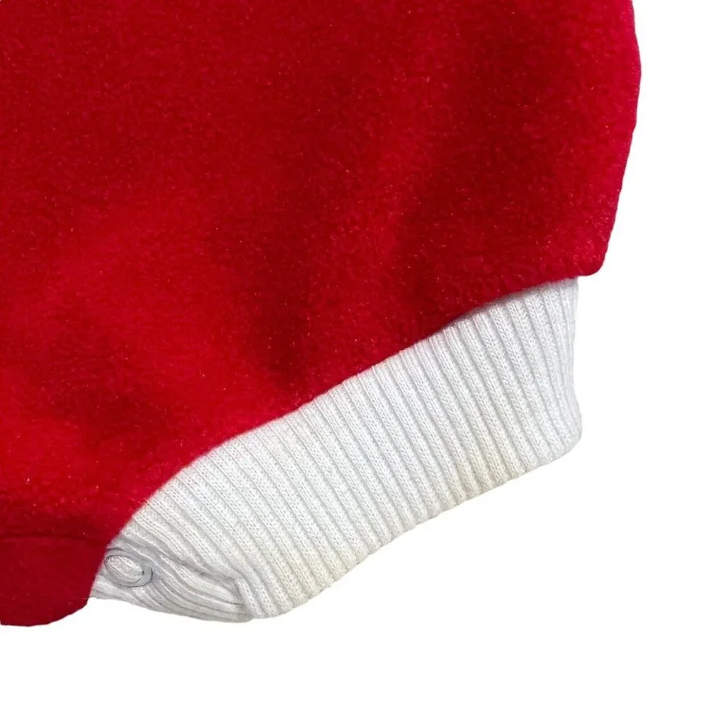 Vintage 9m Red Fleece Lamb Bubble Romper